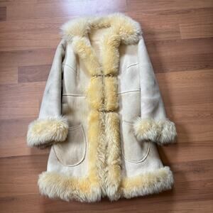 Women's Vintage 1970's Lawrence Shearling Lambskin Suede Fur Jacket Sz Small